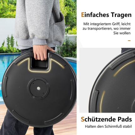 Fillable round umbrella stand with a diameter of 50 cm for a maximum of 34 kg black