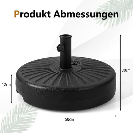 Fillable round umbrella stand with a diameter of 50 cm for a maximum of 34 kg black