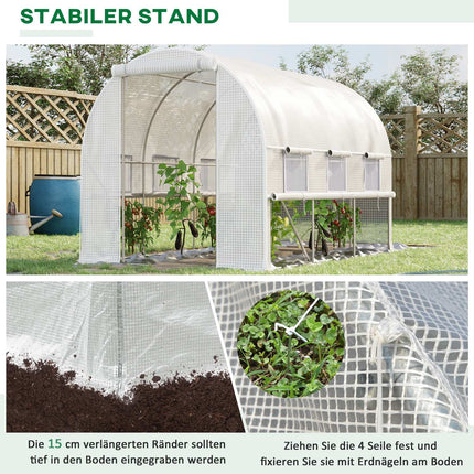 Greenhouse tunnel 2.95x2x2M, Roll-Up Windows, UV protected