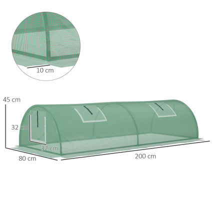 Mini tunnel greenhouse, UV resistant PE film, with mesh window