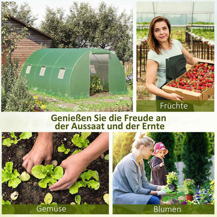 Walk-In Greenhouse Polytunnel 4.5x3m, 6 windows, Frost-resistant