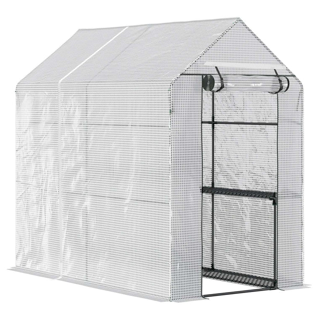 Walk-in greenhouse with 4 shelves, PE cover, 120x186x190 cm