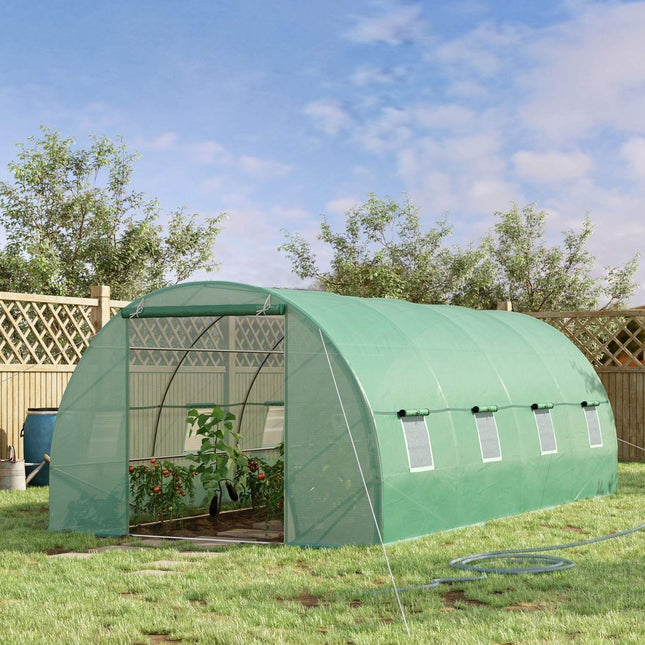 Greenhouse tunnel with window, 590x300x200 cm, Green