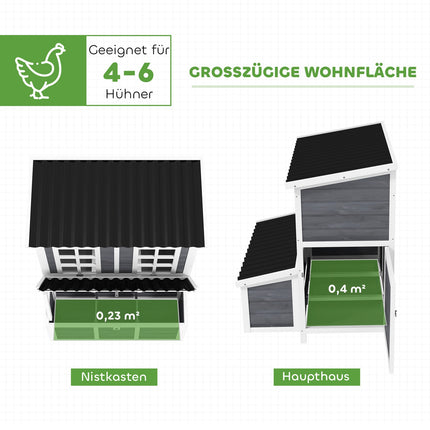 Waterproof Spruce Wood Chicken Coop with nest box for 4-6 hens