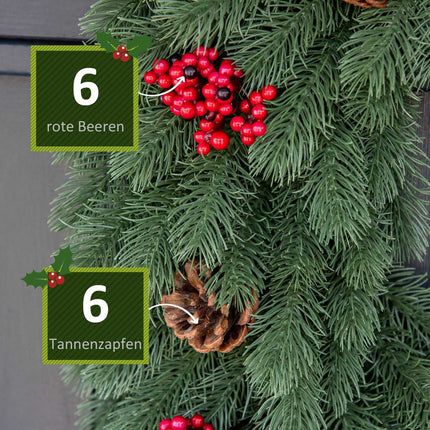 Christmas tree door wreath - 60 cm, green with hanging loop