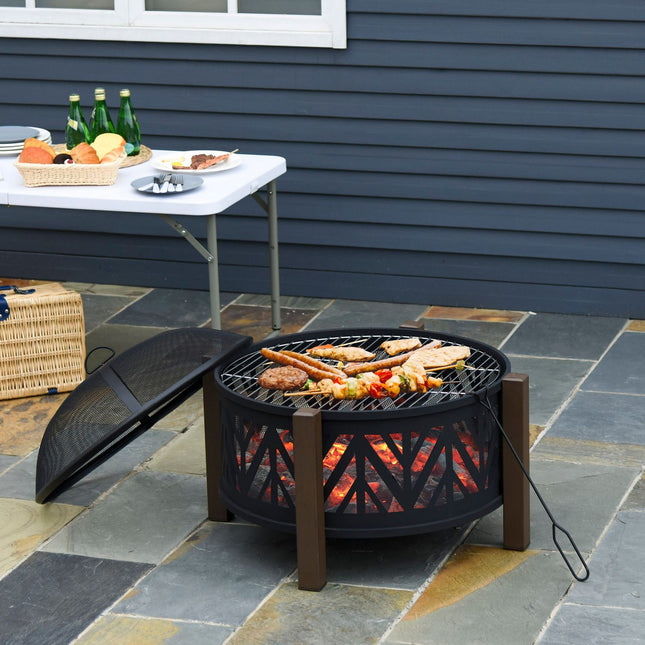 Fire bowl Grill & Fire basket with spark protection, 78x60cm