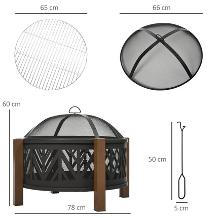 Fire bowl Grill & Fire basket with spark protection, 78x60cm