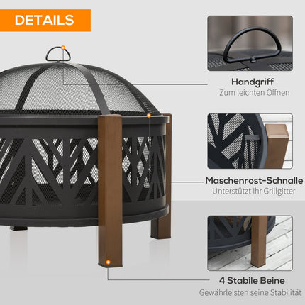 Fire bowl Grill & Fire basket with spark protection, 78x60cm