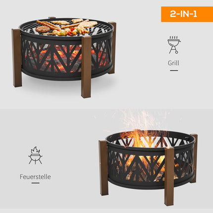 Fire bowl Grill & Fire basket with spark protection, 78x60cm