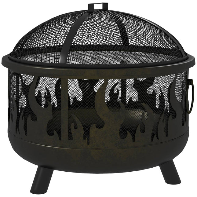 Fire bowl with spark guard & grill - metal, Ø61cm