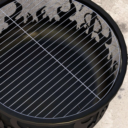 Fire bowl with spark guard & grill - metal, Ø61cm
