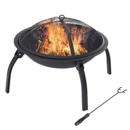 Fireplace with collapsible spark guard, black, 55 cm