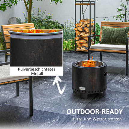 Smokeless fire bowl, Ø45 Cm, metal hearth for garden/camping