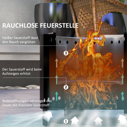 Smokeless fire bowl, Ø45 Cm, metal hearth for garden/camping