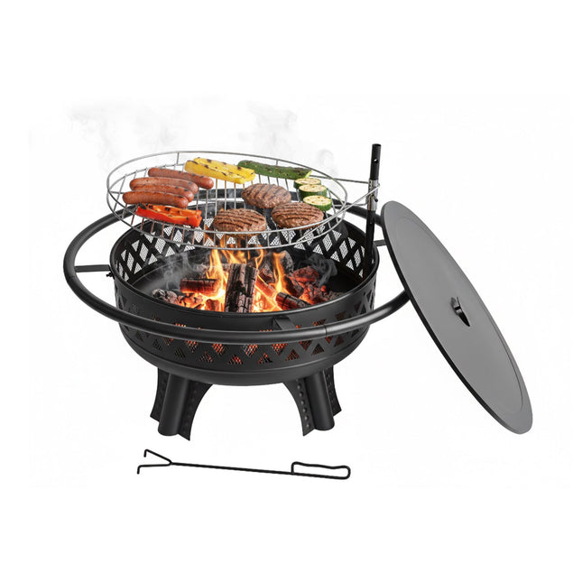 Fire Bowl with 360 Swivel Grill & Lid