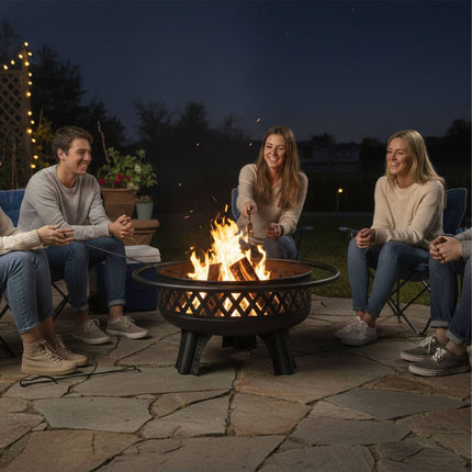 Fire Bowl with 360 Swivel Grill & Lid