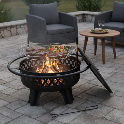 Fire Bowl with 360 Swivel Grill & Lid