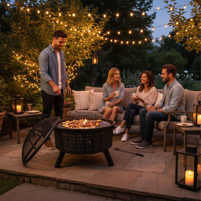 Fire Bowl with Grill Grate – Outdoor Cooking & Safety