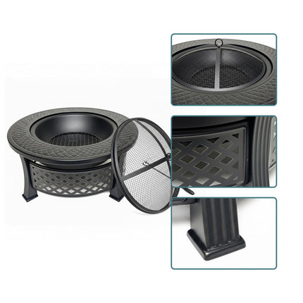 Fire Bowl with Grill and Spark Guard, Steel