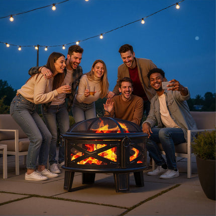 Fire Bowl with Grill and Spark Guard for Garden