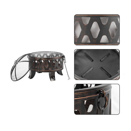 Fire Bowl with Grill and Spark Guard for Garden Use