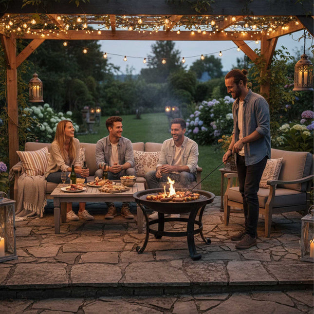 Fire Bowl with Spark Guard and Grill Rack