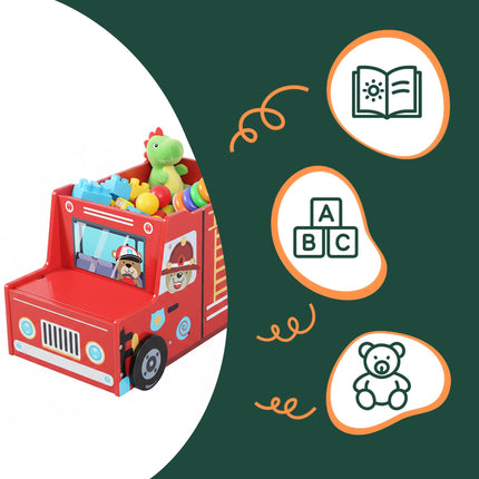 Fire Engine Toy Box with Secret Compartment