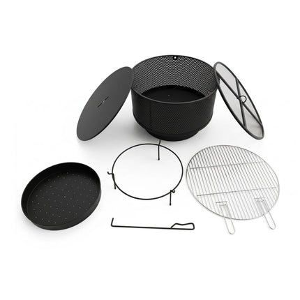 Fire Pit Bowl With Grill, 3-In-1 Table, Steel