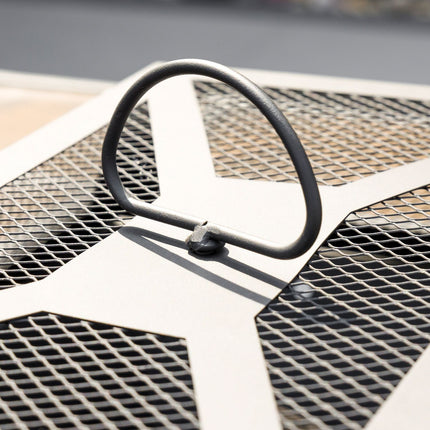 Fire pit in steel with spark protection & lid - 92x71x51 cm