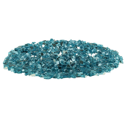 Fire Pit Glass, 20 lb Reflective Aqua Blue, 1/2 In