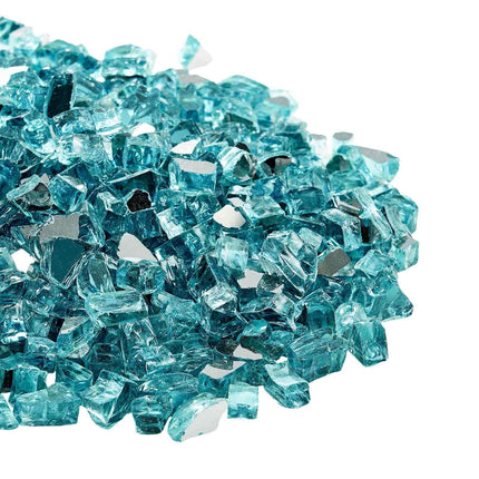 Fire Pit Glass, 20 lb Reflective Aqua Blue, 1/2 In