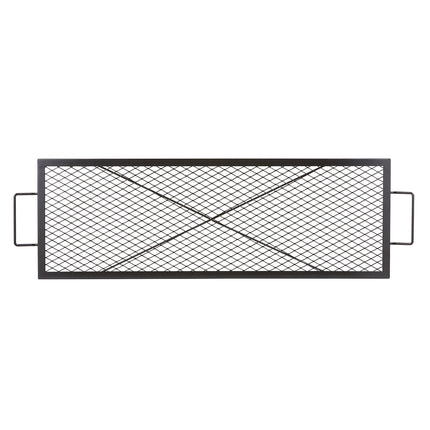 Fire Pit Grill Grate, 44 x 15 in Heavy-Duty Steel, Handle