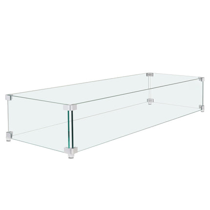 Fire Pit Wind Guard, 38 x 10.5 x 6 in Tempered Glass