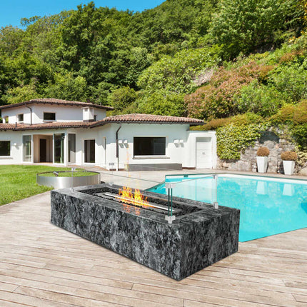 Fire Pit Wind Guard, 38 x 10.5 x 6 in Tempered Glass