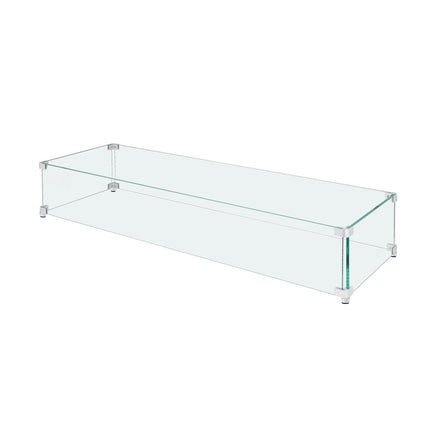 Fire Pit Wind Guard, 38 x 10.5 x 6 in Tempered Glass