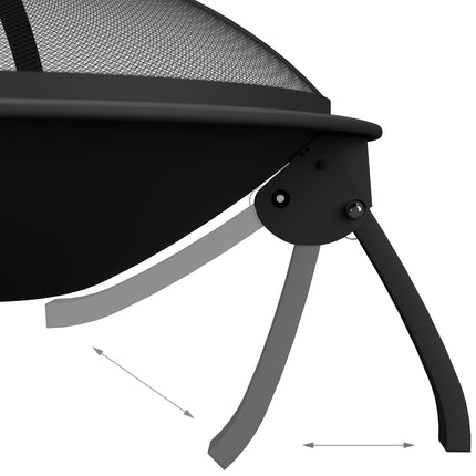 Fire Pit with Grill and Spark Guard, Folding Design