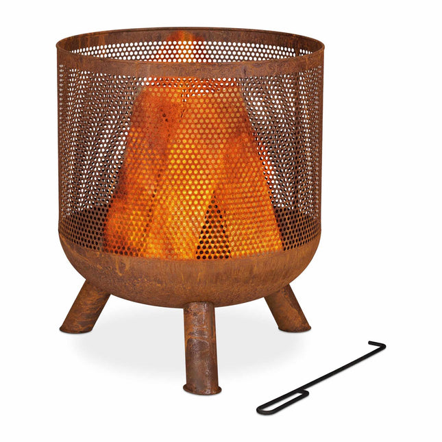 Fire basket mesh rust-colored