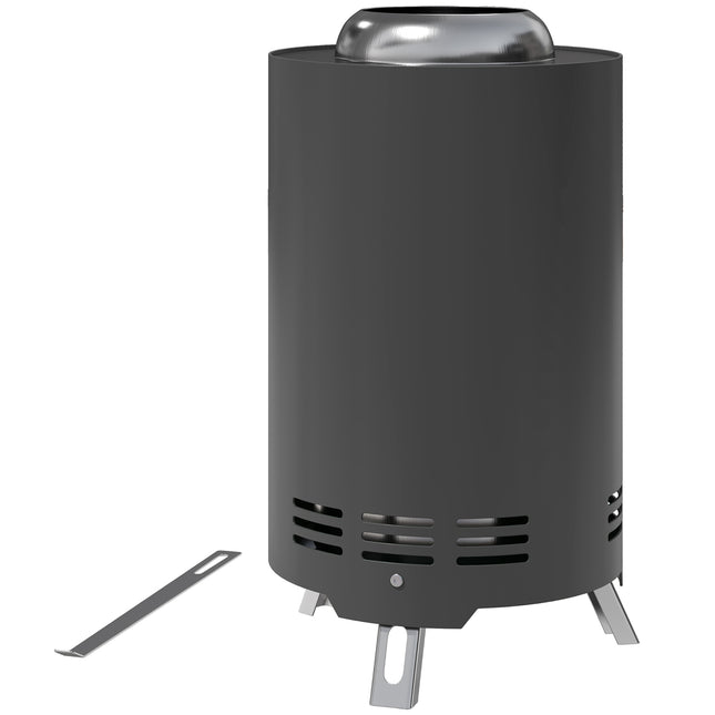 Stainless steel smokeless fireplace with poker - Ø16x25cm