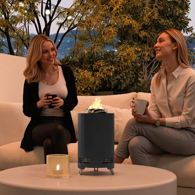 Stainless steel smokeless fireplace with poker - Ø16x25cm