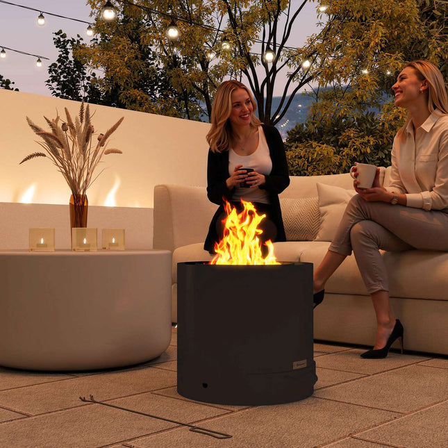 Fire pit in steel Ø45 x 42 cm with poker and ashtray