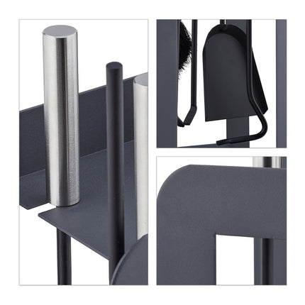 Fireplace 5 parts in grey/silver