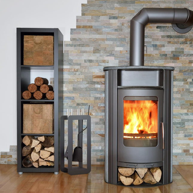 Fireplace 5 parts in grey/silver