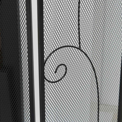 Fireplace Screen - Black Folding Metal Spark Guard