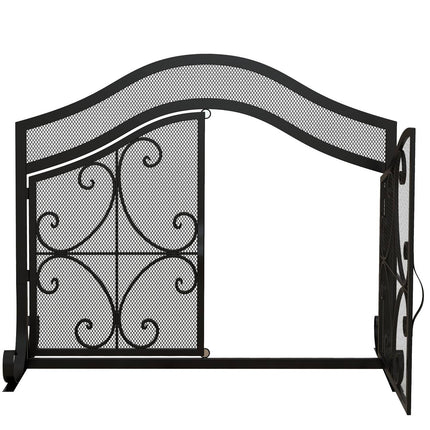 Fireplace guard & Gate - Magnetic steel, Black 105x80.5 cm