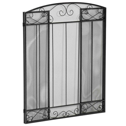 Folding steel fireplace cover, 3 panels, 105 x 80.5 cm, black