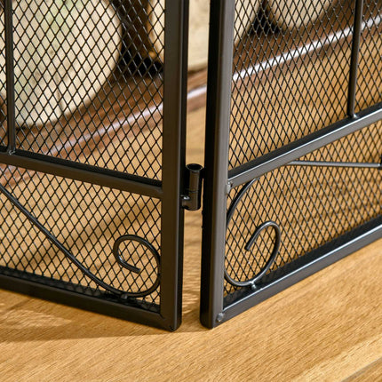 Folding steel fireplace cover, 3 panels, 105 x 80.5 cm, black