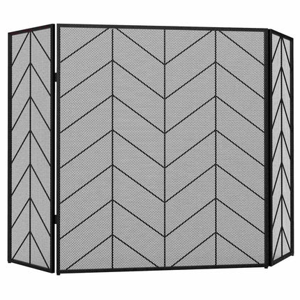 Folding steel fireplace cover with 3 panels, 135 x 85 cm