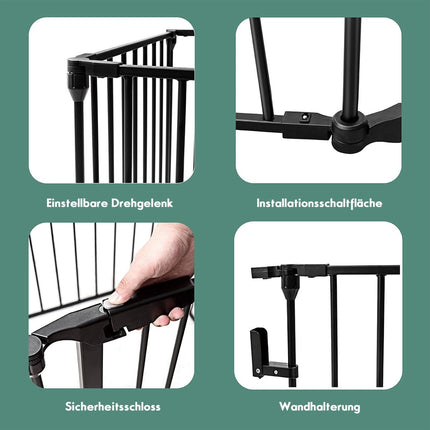 Fireplace Safety Gate with Door, Wall Mount, Black Iron