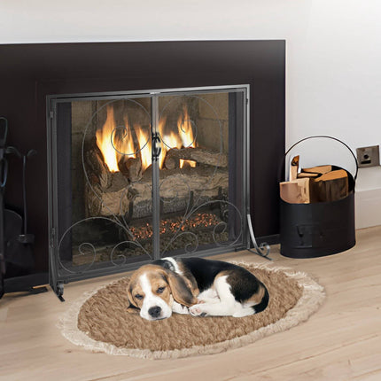 Fireplace Screen, 2-Panel Iron Mesh Spark Guard 990x802mm