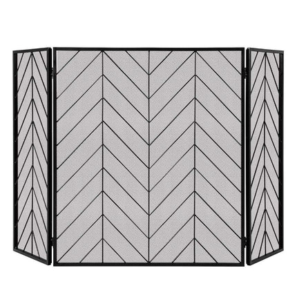 Fireplace Screen, 3-Panel Foldable Metal Frame, 133 x 78 cm